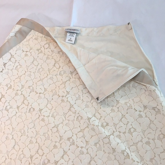 ISAAC MIZRAHI For Target Sz 2 A-Line Tan Cream Eyelet Floral Skirt W/ Pockets - Picture 5 of 12